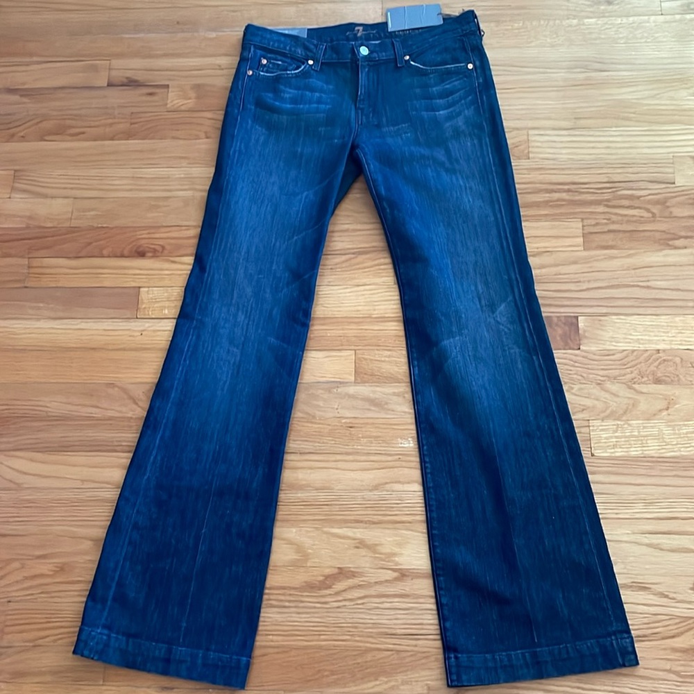 7‎ For All Mankind the Slim Trouser Flare Dark Wash Jean Size 31/36L C5